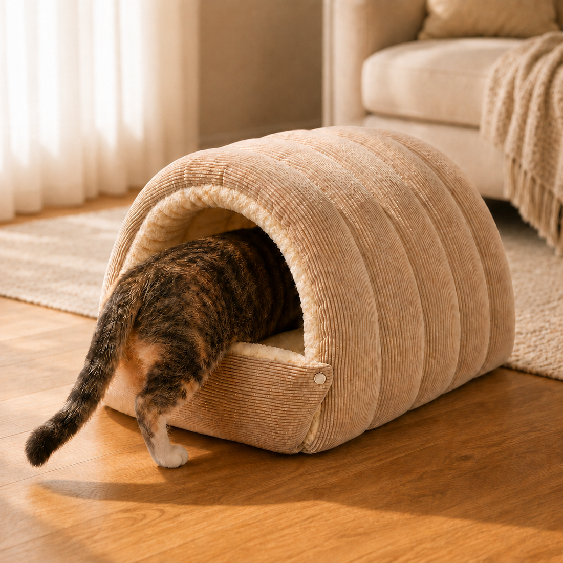 Cozy Cave Cat Bed – Enclosed Plush Sleeping Nest
