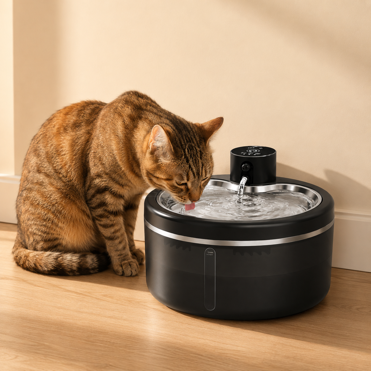 3L Wireless Cat Water Fountain with Stainless Steel Tray