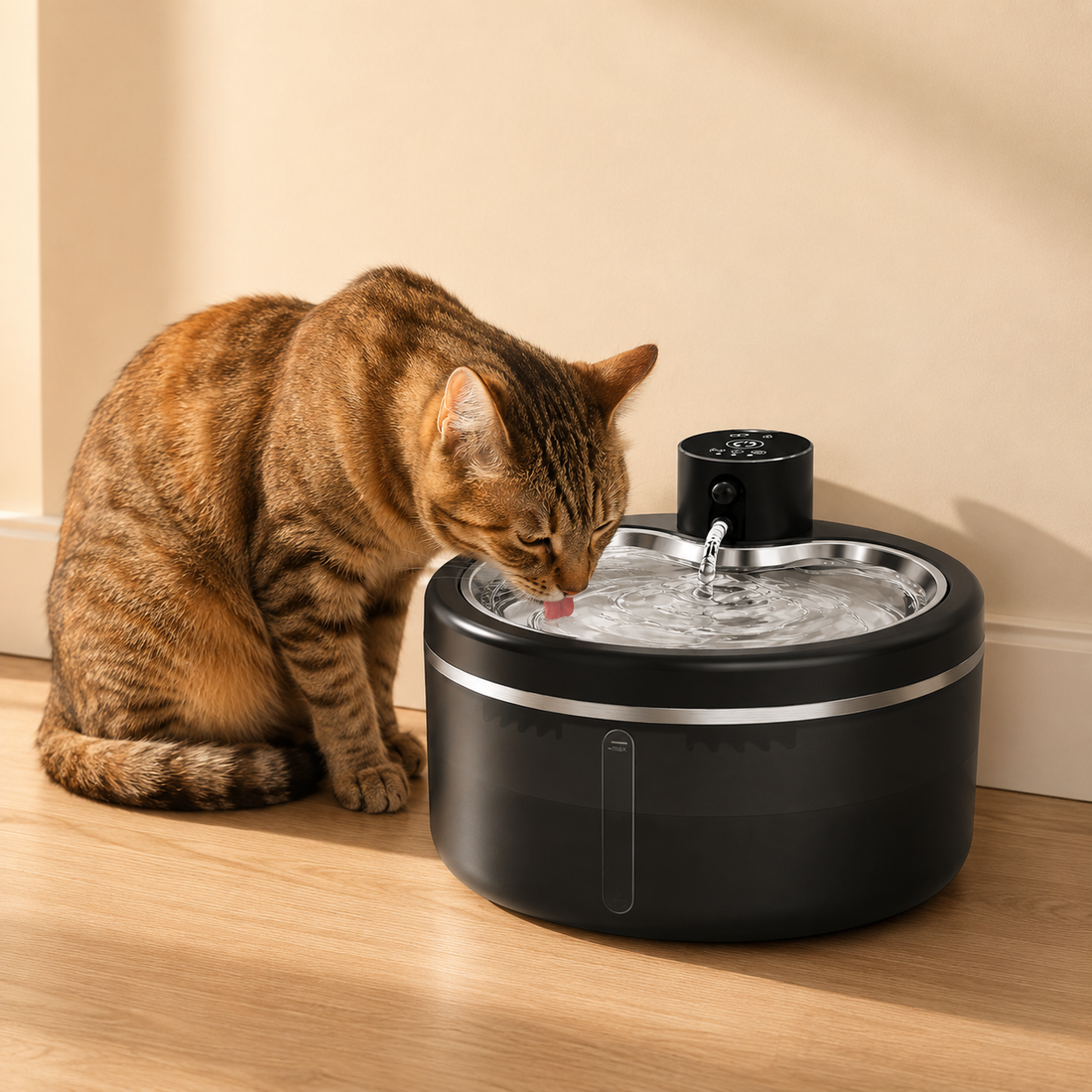 3L Wireless Cat Water Fountain with Stainless Steel Tray