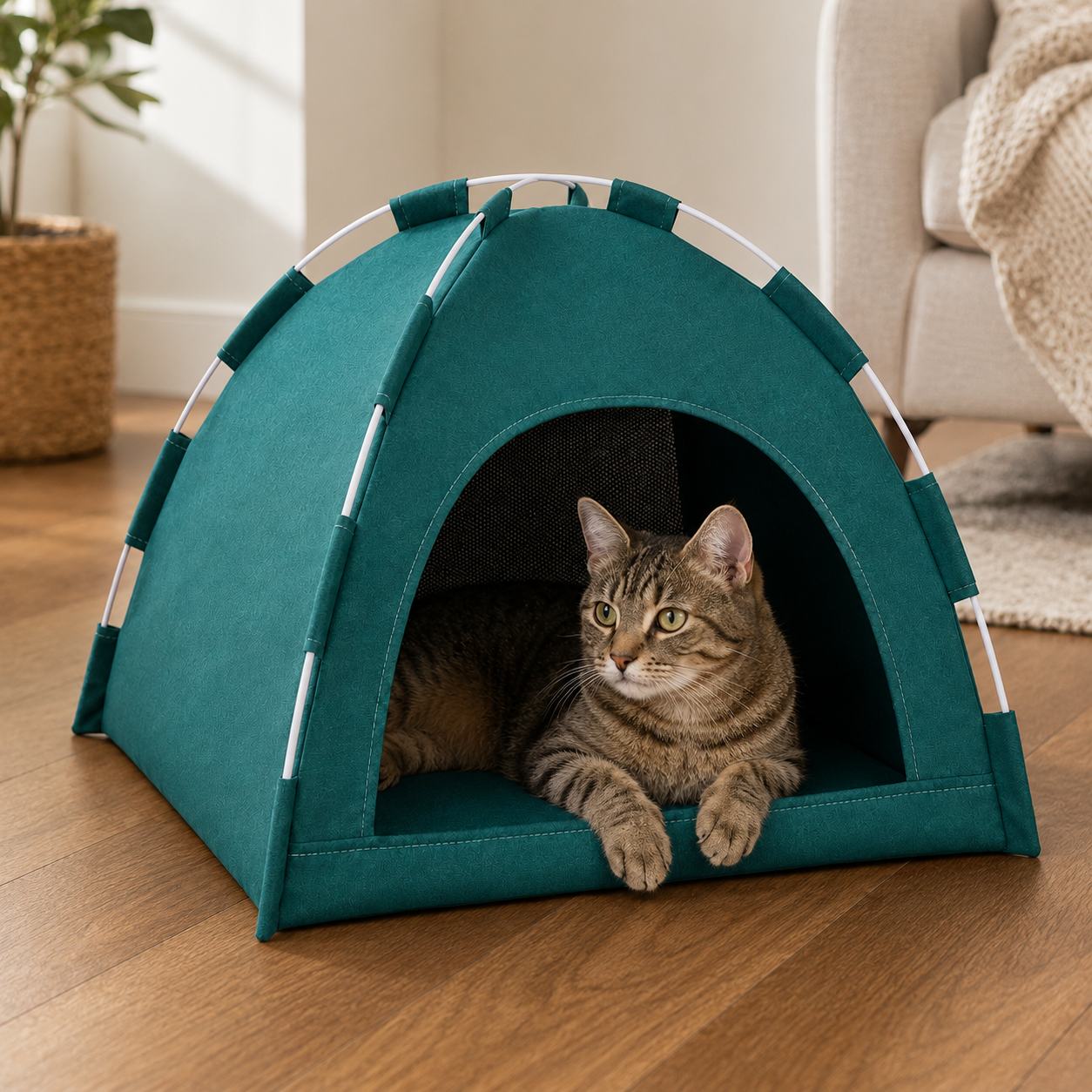 All Season Cat Tent Bed – Comforting Enclosed Cat & Dog House