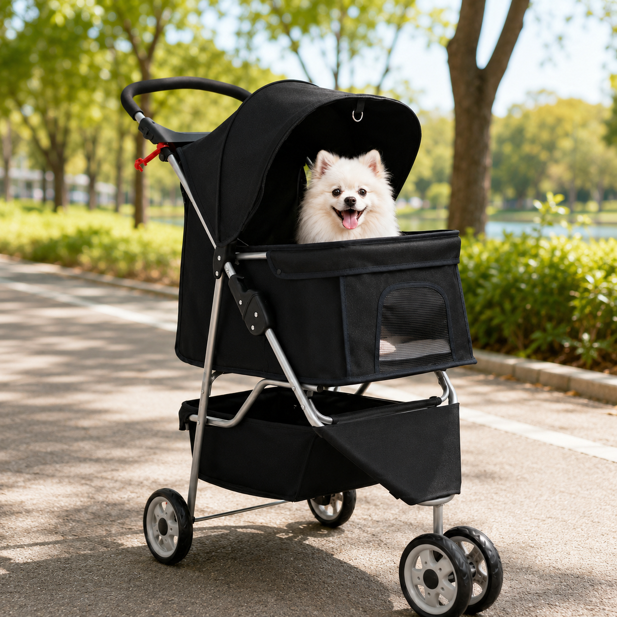 3-Wheel Pet Stroller with Breathable Mesh