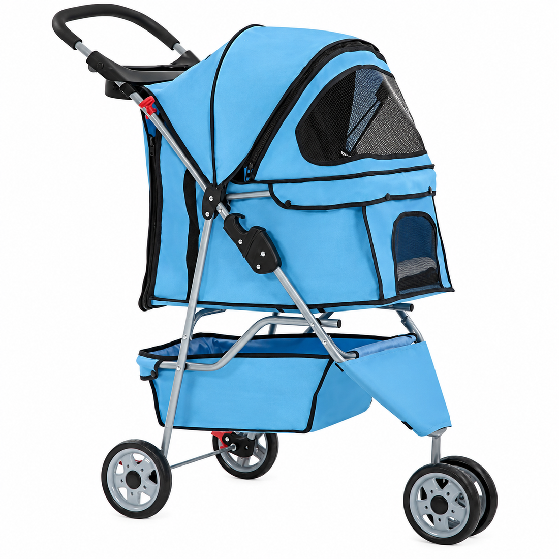 3-Wheel Pet Stroller with Breathable Mesh