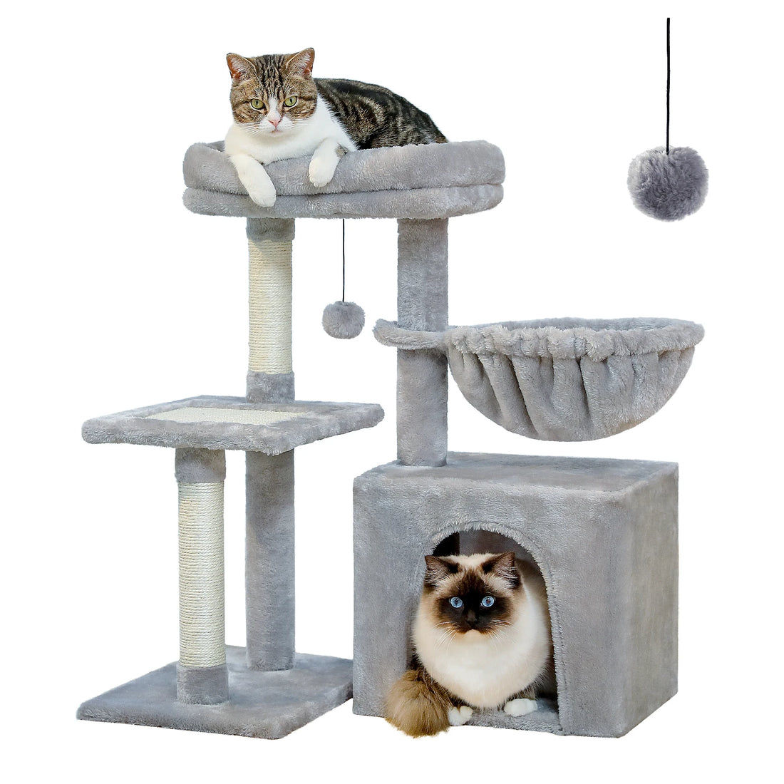 3-Tier Cat Tree with Scratching Posts, Hammock & Perch