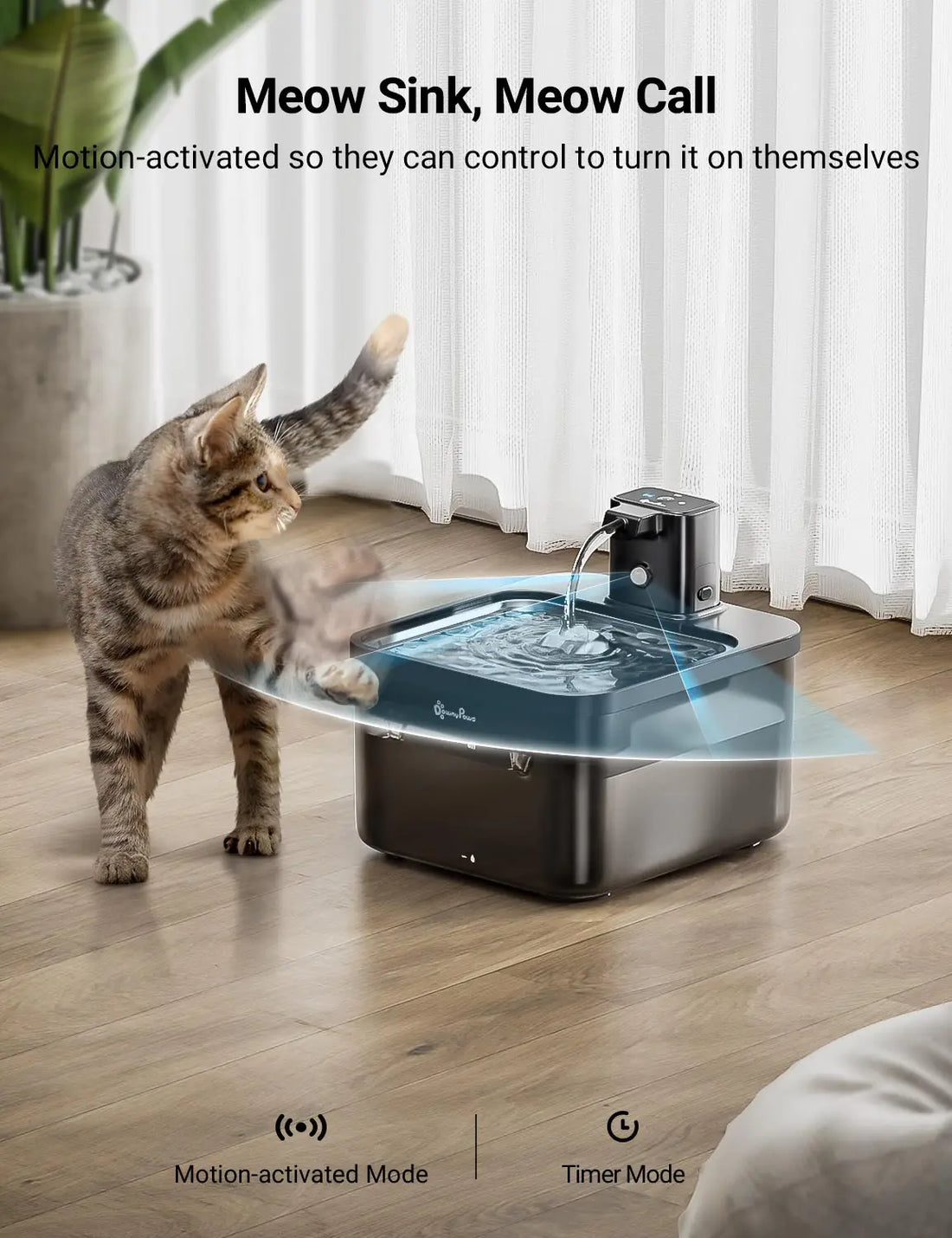 2.5L Wireless Cat Water Fountain with Motion Sensor