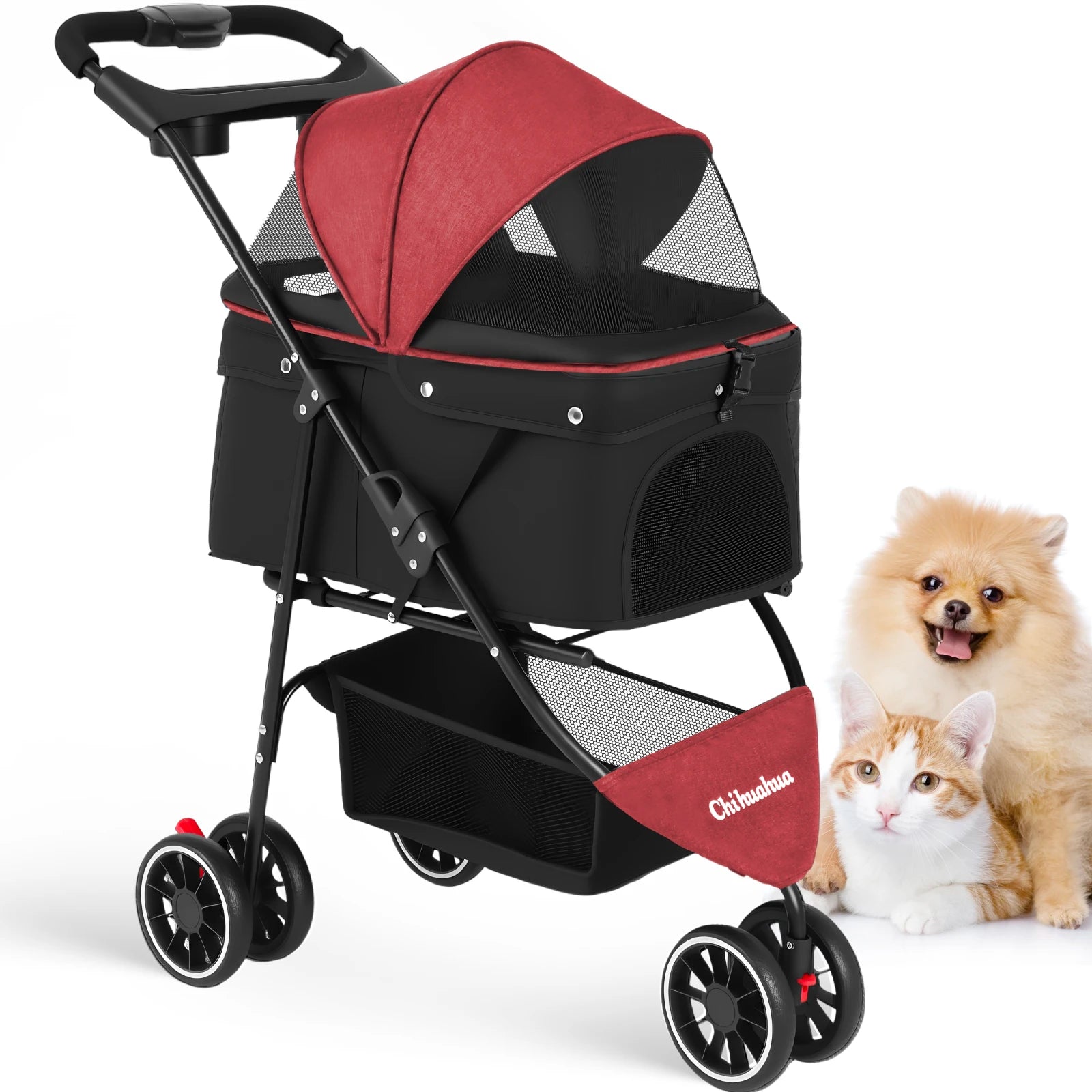 3-Wheel Pet Stroller for Small Dogs and Cats