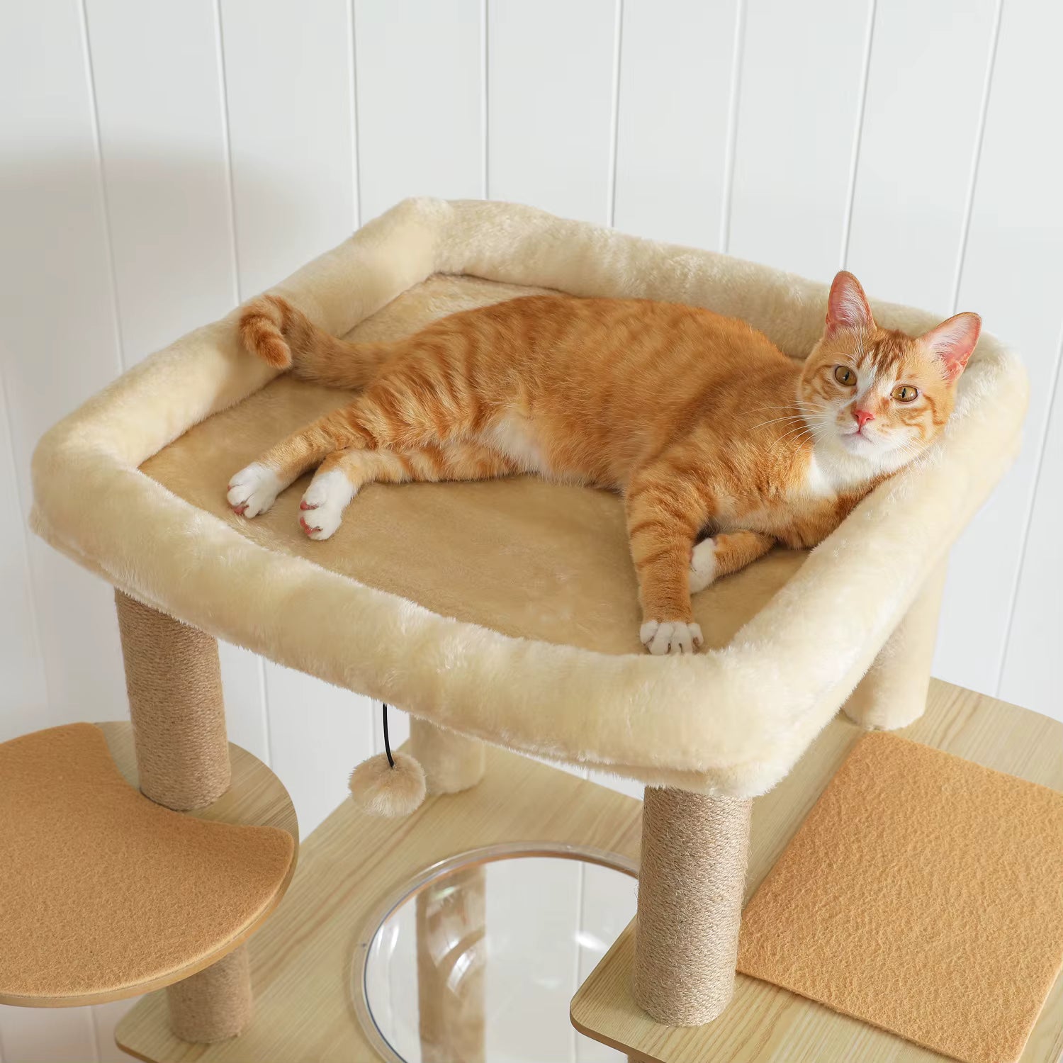 Multi-Level Wood Cat Tree with Condo & Hammock