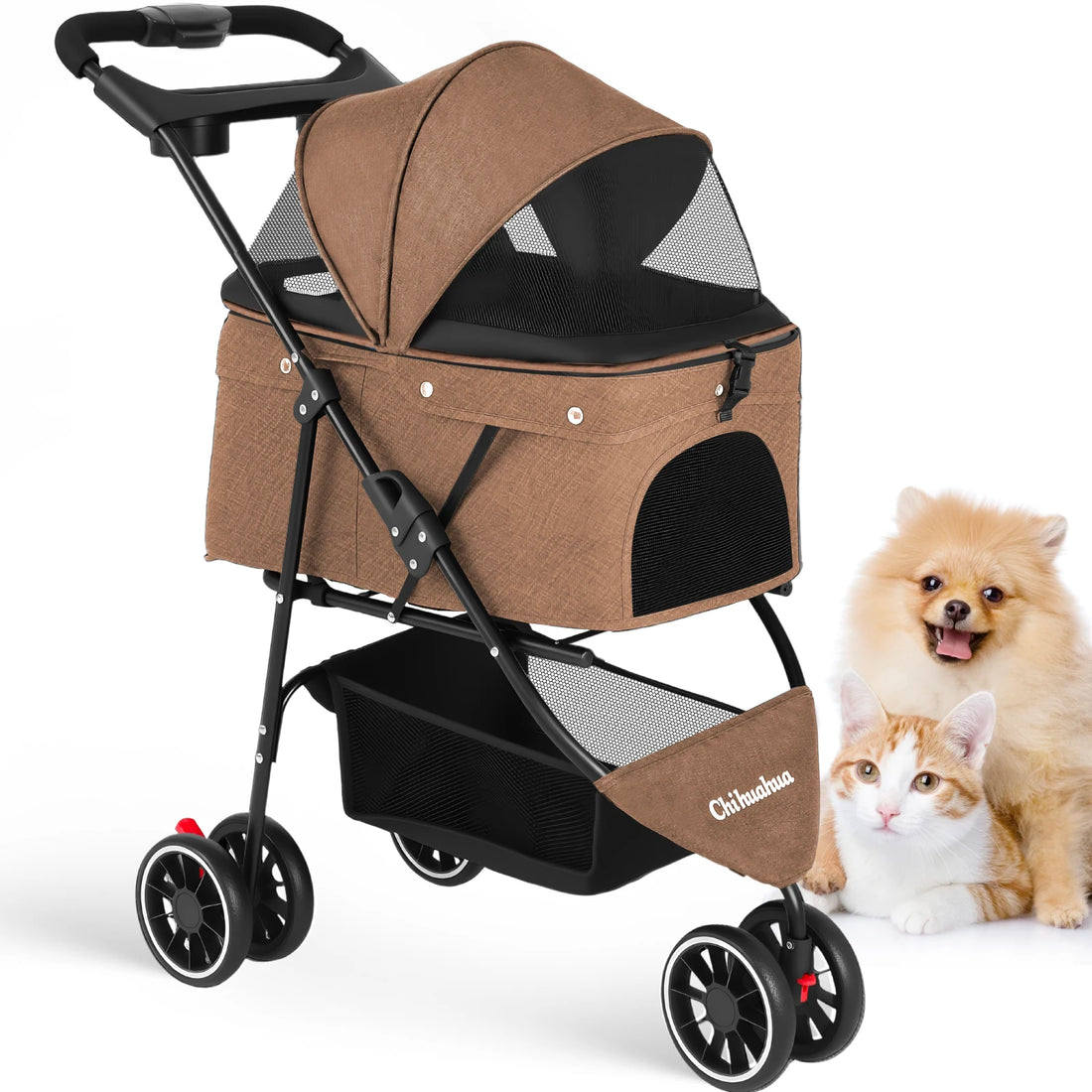 3-Wheel Pet Stroller for Small Dogs and Cats