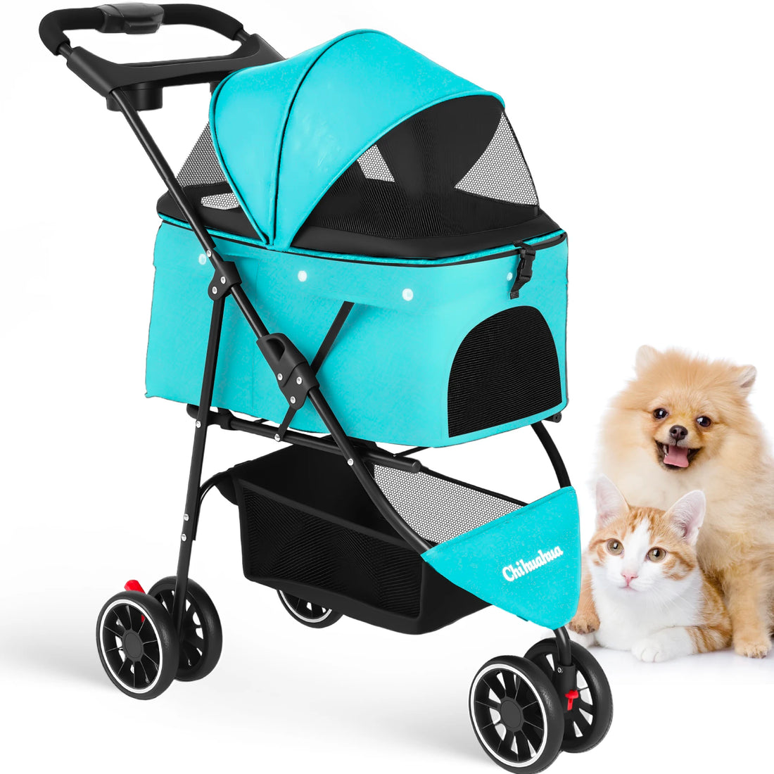 3-Wheel Pet Stroller for Small Dogs and Cats