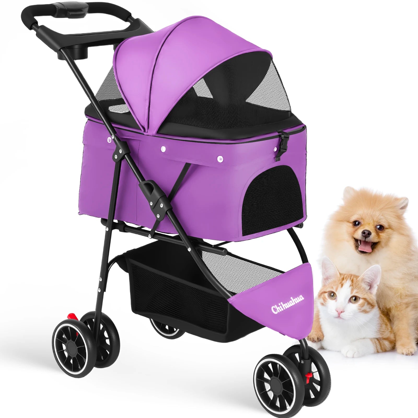 3-Wheel Pet Stroller for Small Dogs and Cats