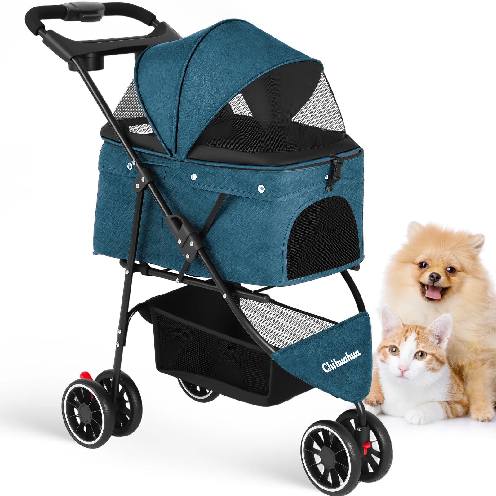 3-Wheel Pet Stroller for Small Dogs and Cats