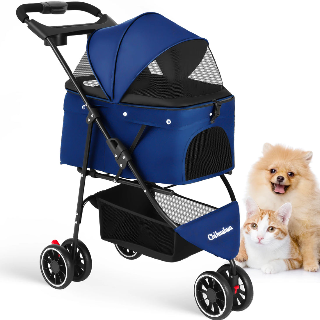 3-Wheel Pet Stroller for Small Dogs and Cats