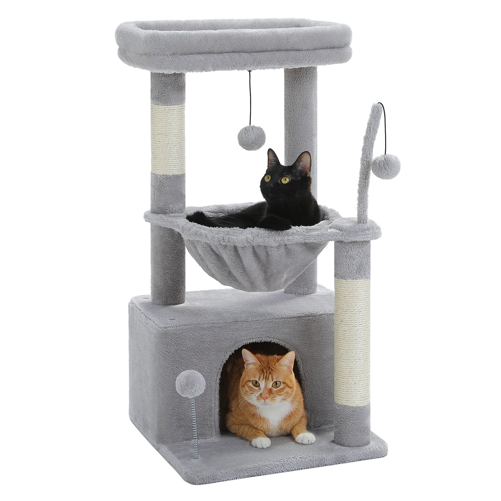 4-in-1 Cat Tree with Condo, Hammock & Top Perch