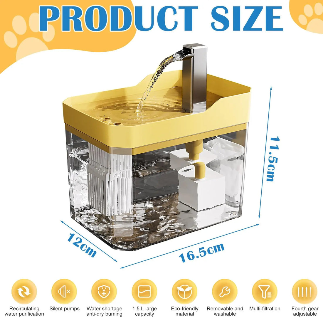Cat Water Fountain with Auto Filter and Quiet Pump