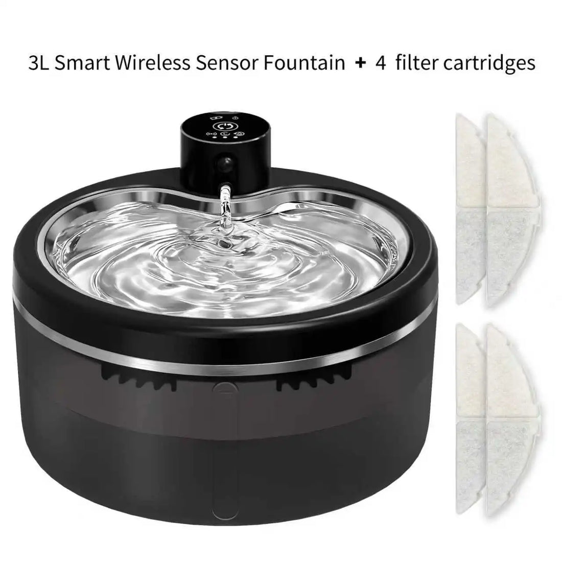 3L Wireless Cat Water Fountain with Stainless Steel Tray