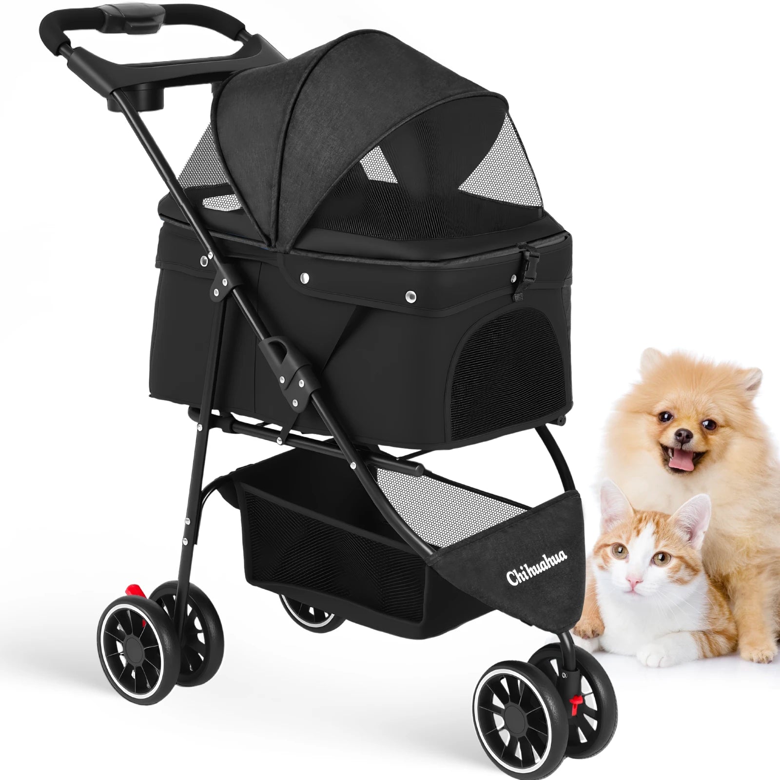 3-Wheel Pet Stroller for Small Dogs and Cats