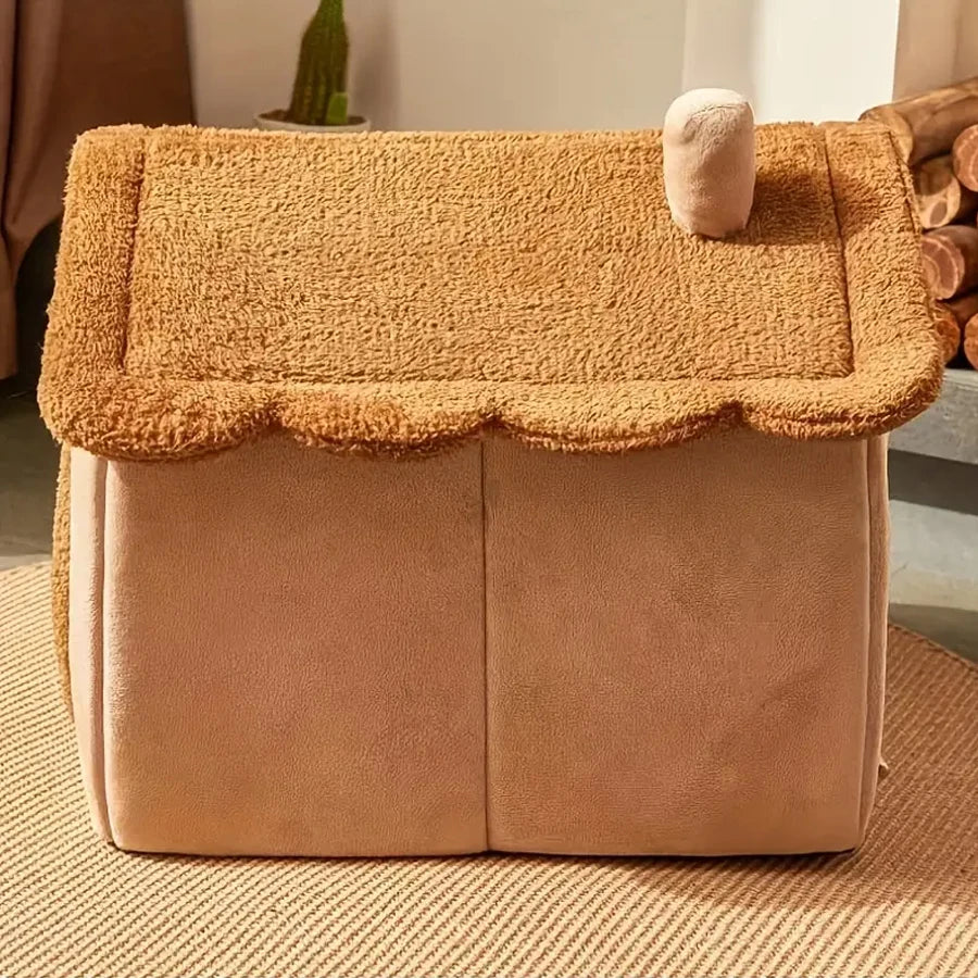Cozy Cat & Dog Bed – Enclosed Plush Pet House