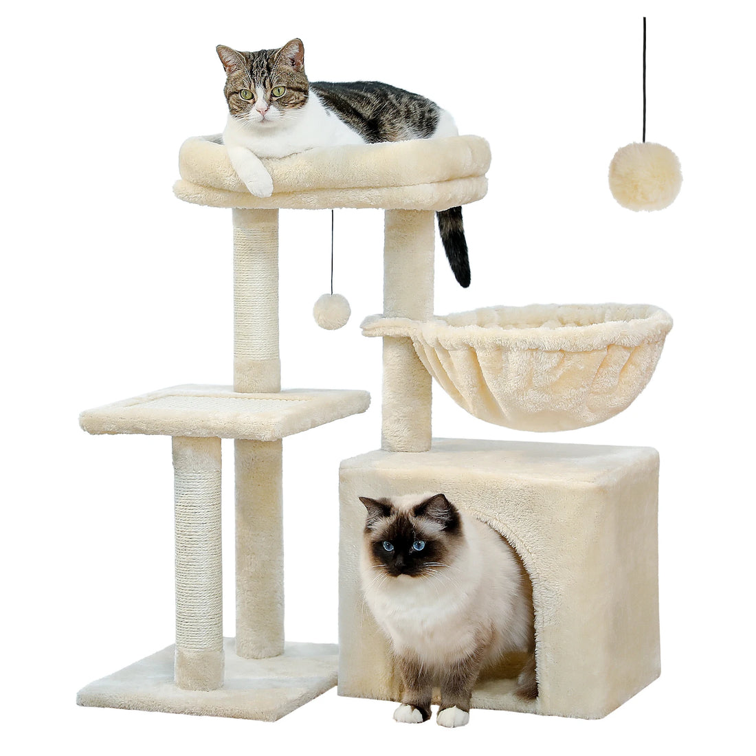 3-Tier Cat Tree with Scratching Posts, Hammock & Perch