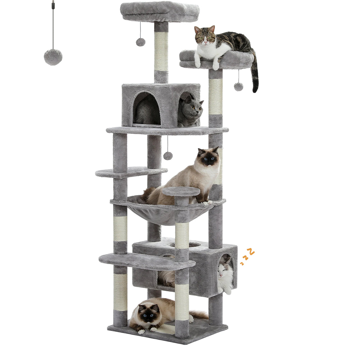 Multi-Level Cat Tree with Hammock & Dangling Balls