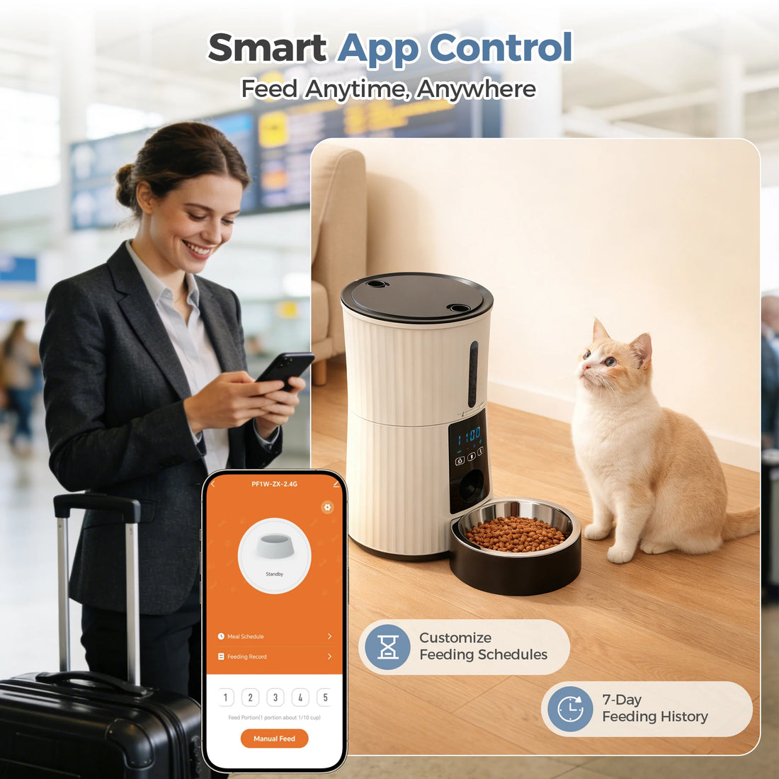 WiFi Automatic Cat Feeder with App Control