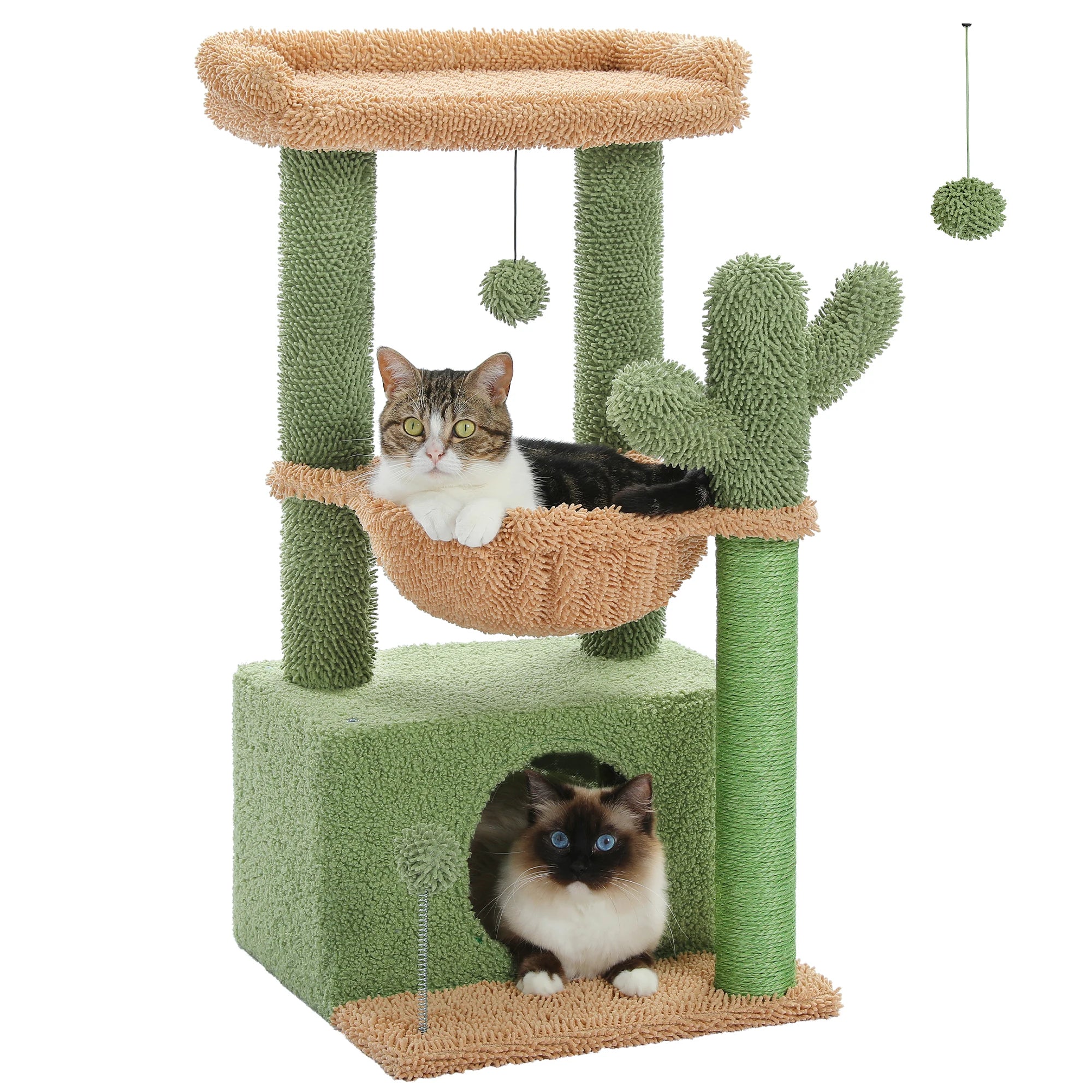 4-in-1 Cat Tree with Condo, Hammock & Top Perch