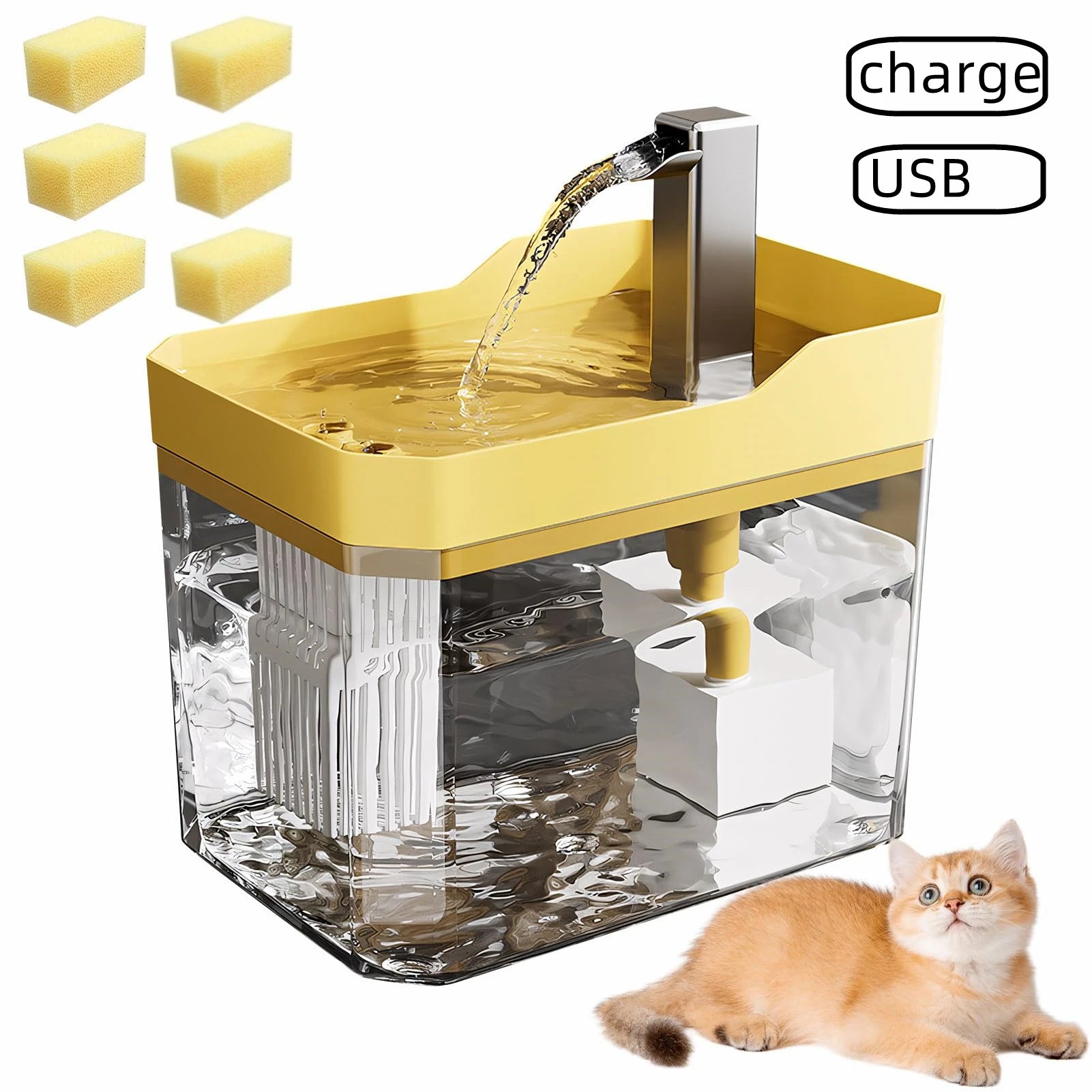 Cat Water Fountain with Auto Filter and Quiet Pump