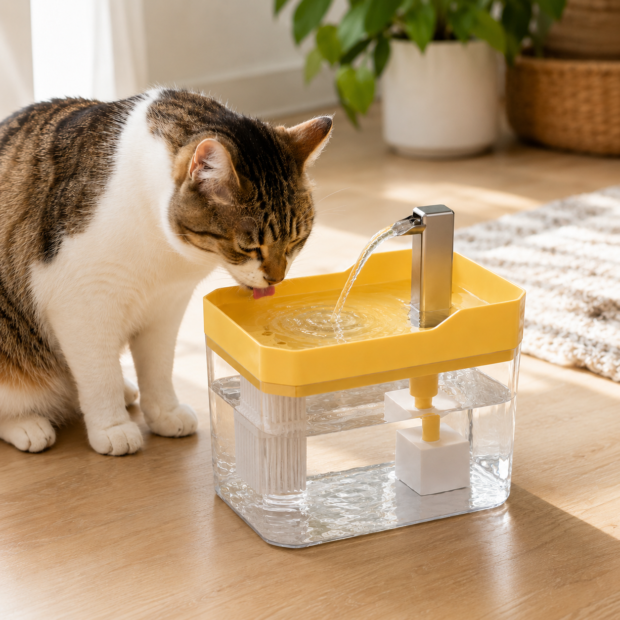 Cat Water Fountain with Auto Filter and Quiet Pump