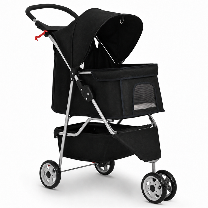 3-Wheel Pet Stroller with Breathable Mesh