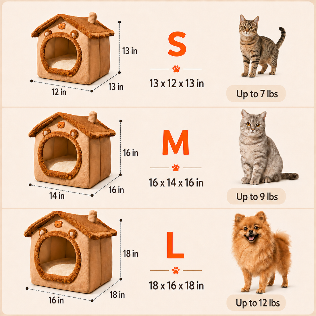 Cozy Cat & Dog Bed – Enclosed Plush Pet House