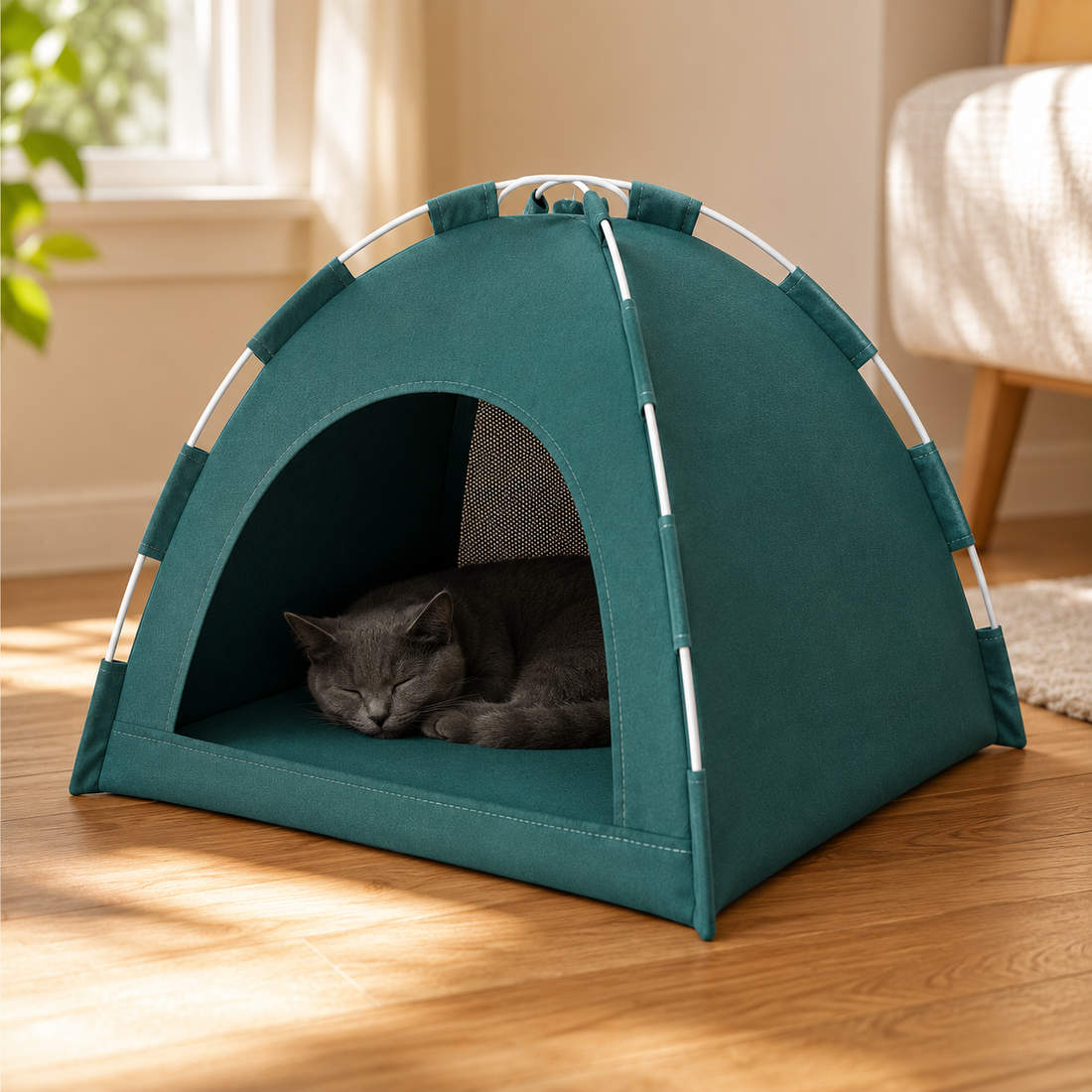 Pop-Up Pet Tent Bed – Cozy Enclosed Cat & Dog House
