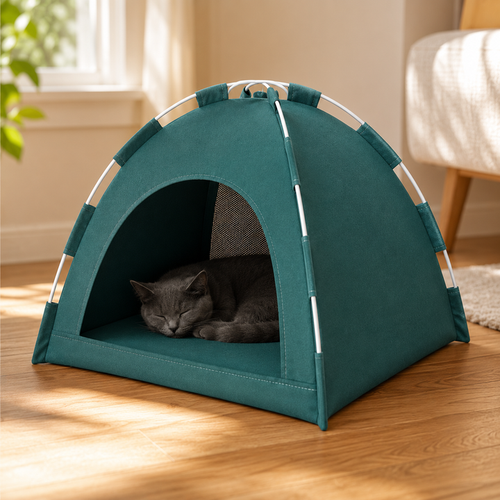 Pop-Up Pet Tent Bed – Cozy Enclosed Cat & Dog House