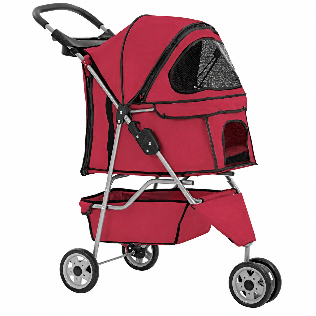 3-Wheel Pet Stroller with Breathable Mesh