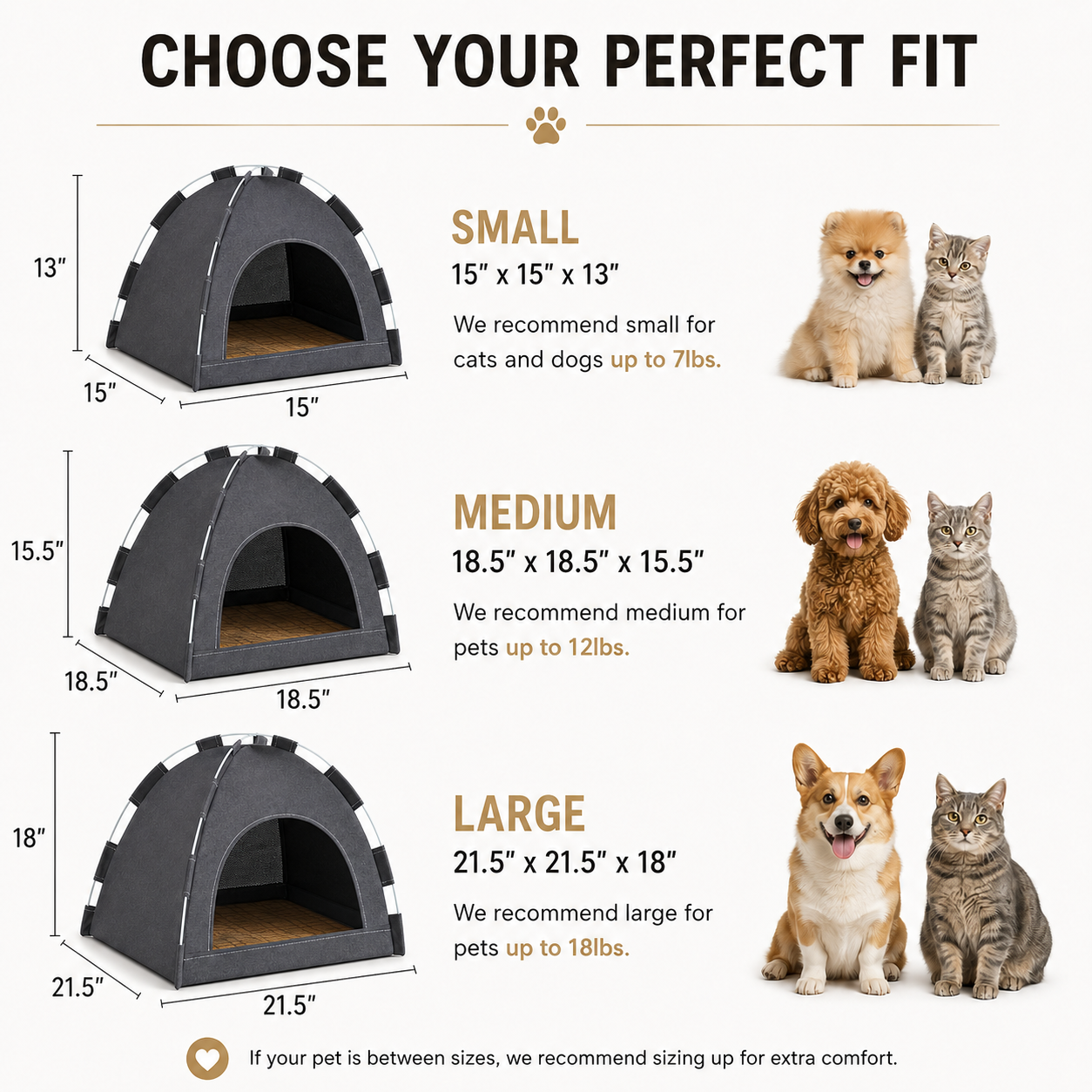 Pop-Up Pet Tent Bed – Cozy Enclosed Cat & Dog House